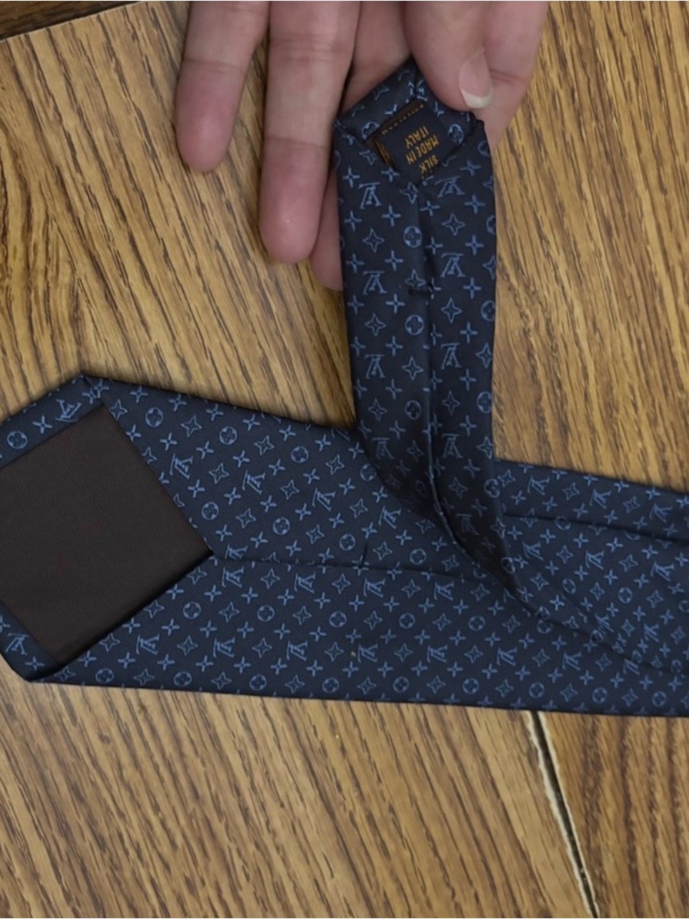 Louis Vuitton Navy Tie with Light-Blue Monogram new no box , sorry - Picture 4 of 4